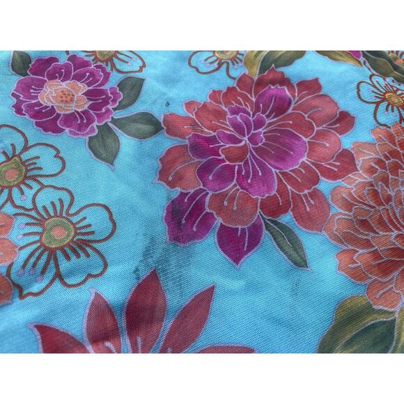 Y2K Vintage California Concepts Tropical Floral Aqua Midi Dress Ruffle Hem Sz S - Picture 9 of 15